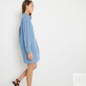 Платье-рубашка из денима с длинными рукавами  58 синий