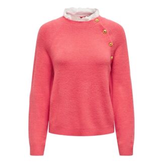 Пуловер из пышного трикотажа воротник с вышивкой  XS розовый