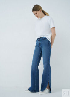 Расклешённые джинсы с боковыми разрезами, Синий O`Stin