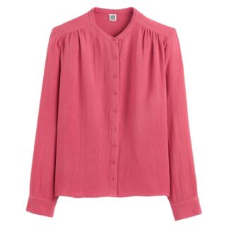 Блузка с воротником-стойкой и длинными рукавами  52 (FR) - 58 (RUS) розовый
