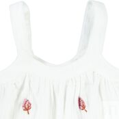 Блузка на бретелях вышивка клубника  5 лет - 108 см белый