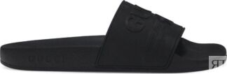 Сандалии Gucci Wmns Logo Rubber Slide Black, черный