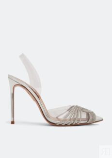 Туфли AQUAZZURA Gatsby sling 105 pumps, серебряный