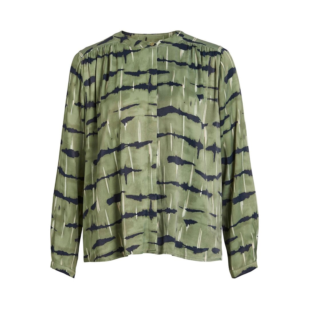 Блузка атласная принт зебра  34 (FR) - 40 (RUS) зеленый