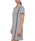 Платье DKNY, Short Sleeve Vertical Logo Tape Tee Dress 9813885 | Heather Grey/Black фото 3