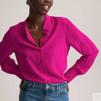 Рубашка с длинными рукавами из шелка  44 (FR) - 50 (RUS) розовый