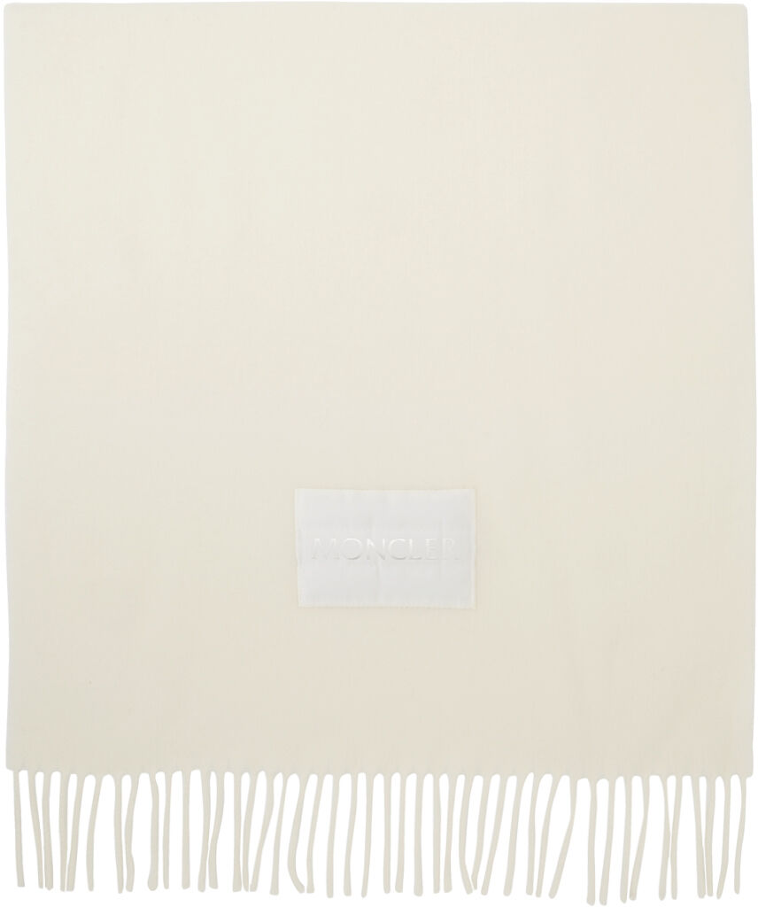 Белый шерстяной шарф Moncler