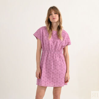 Платье короткое с вышивкой  XL розовый