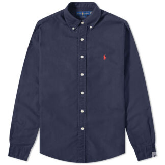 Рубашка Polo Ralph Lauren Slim Fit Garment Dyed Button Down, темно-синий