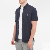 Рубашка Polo Ralph Lauren Short Sleeve Button Down Pique Shirt 710798291001 | Aviator Navy фото 3