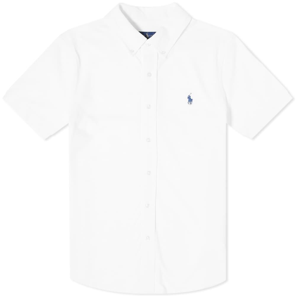 Рубашка Polo Ralph Lauren Short Sleeve Pique Button Down Shirt 710798291002 | White фото 1