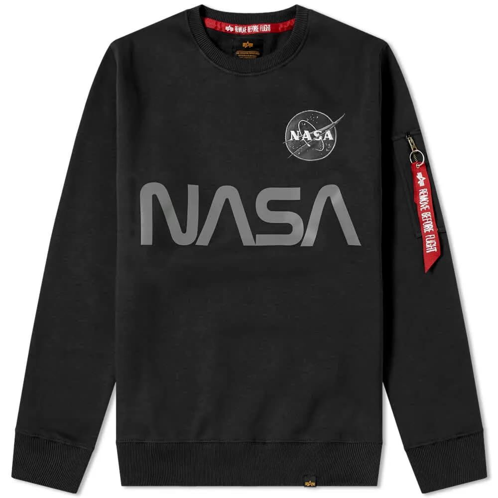 Толстовка Alpha Industries NASA Reflective Crew Sweat 178309-03 | Black фото 1