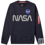 Толстовка Alpha Industries NASA Reflective Crew Sweat 178309-07 | Replica Blue фото 1