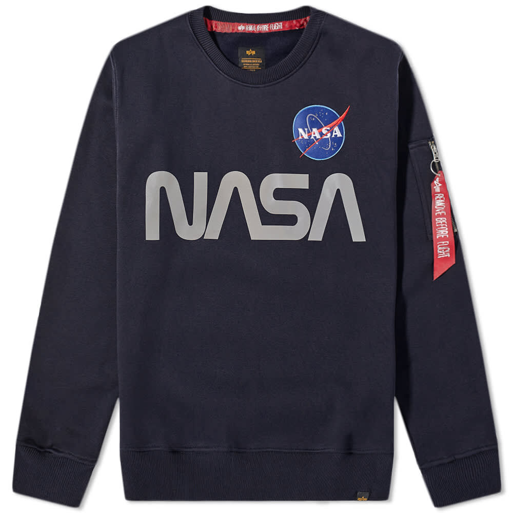 Толстовка Alpha Industries NASA Reflective Crew Sweat 178309-07 | Replica Blue фото 1