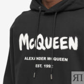 Толстовка Alexander McQueen Grafitti Logo Popover Hoody 688715QTZ81-0901 | Black & Ivory фото 2