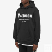 Толстовка Alexander McQueen Grafitti Logo Popover Hoody 688715QTZ81-0901 | Black & Ivory фото 3