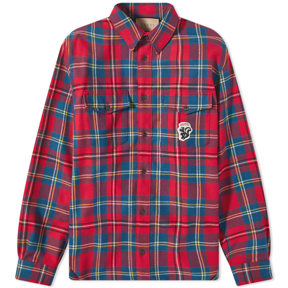 Рубашка Gucci Checked Logo Flannel Shirt 7209960-ZAK7U-6499 | Red фото 1