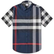 Рубашка Burberry Short Sleeve Somerton Large Check Shirt 8020855A1960 | Navy Check фото 1