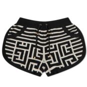 Шорты Balmain Striped Monogram Shorts AF1OA005KD54-EDK | Black & Ivory фото 1