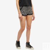 Шорты Balmain Striped Monogram Shorts AF1OA005KD54-EDK | Black & Ivory фото 2