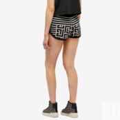 Шорты Balmain Striped Monogram Shorts AF1OA005KD54-EDK | Black & Ivory фото 3