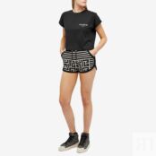 Шорты Balmain Striped Monogram Shorts AF1OA005KD54-EDK | Black & Ivory фото 5