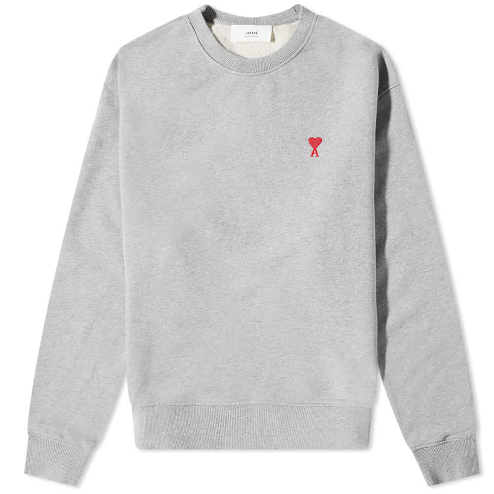 Толстовка AMI Small Heart Crew Sweat BFUSW001-730-055 | Heather Grey фото 1