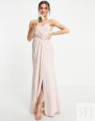 Платье макси с драпировкой ASOS DESIGN Bridesmaid, розовый 1692929 фото 1