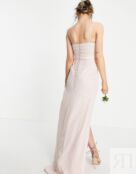 Платье макси с драпировкой ASOS DESIGN Bridesmaid, розовый 1692929 фото 2