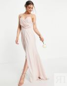 Платье макси с драпировкой ASOS DESIGN Bridesmaid, розовый 1692929 фото 4