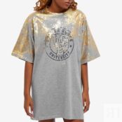 Платье Golden Goose Journey Distressed T-Shirt Dress GWP00873-60381 | Grey Melange & Gold фото 2