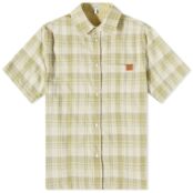 Рубашка Loewe Short Sleeve Check Shirt H526Y05WAG-4108 | Green & Yellow фото 1