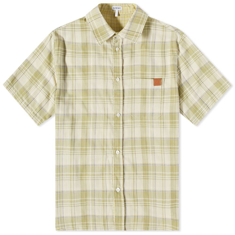 Рубашка Loewe Short Sleeve Check Shirt H526Y05WAG-4108 | Green & Yellow фото 1