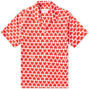 Рубашка AMI Heart Print Vacation Shirt HSH203-CO0029-682 | Scarlet Red & White фото 1