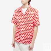 Рубашка AMI Heart Print Vacation Shirt HSH203-CO0029-682 | Scarlet Red & White фото 3