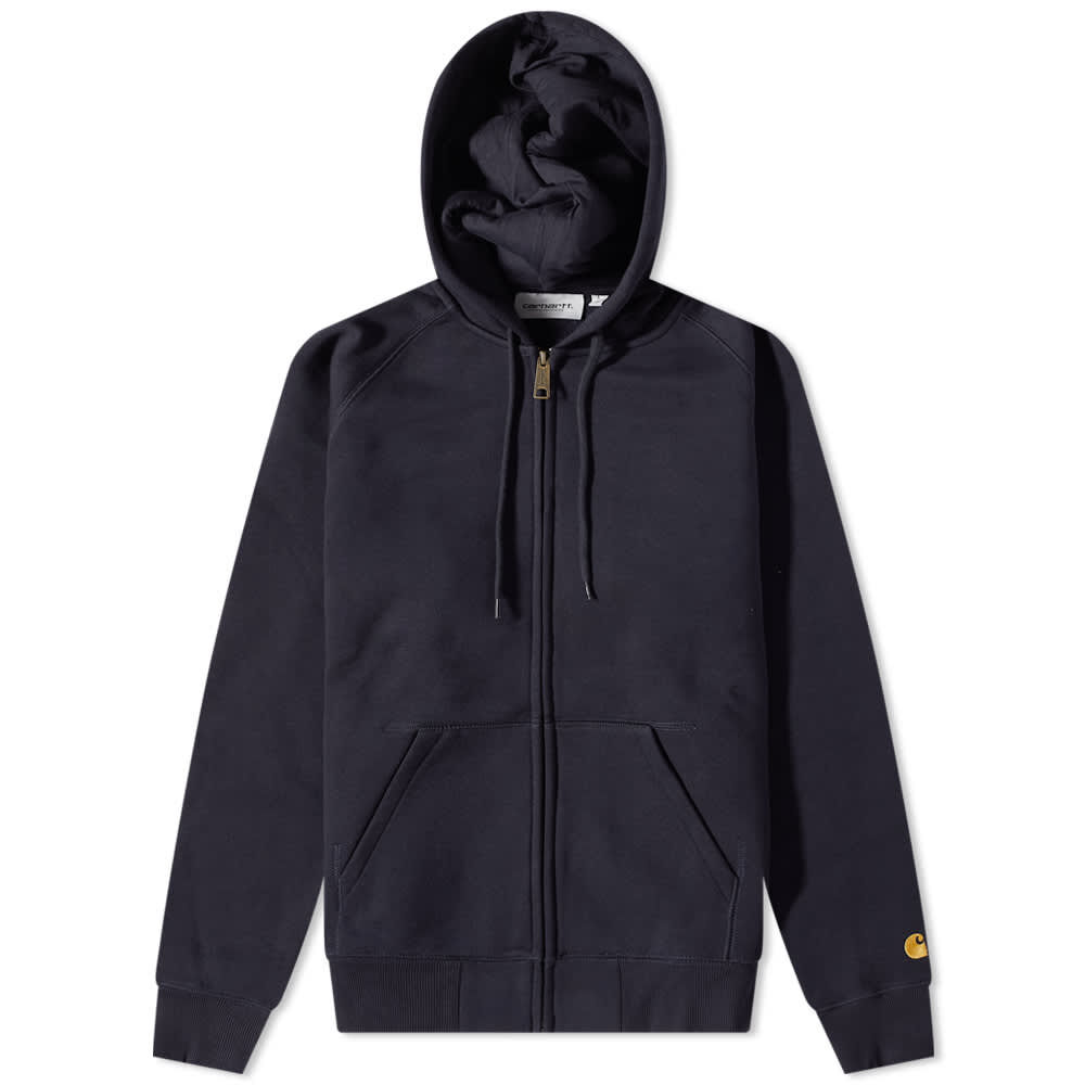 Толстовка Carhartt WIP Hooded Chase Jacket I026385-00HXX | Dark Navy & Gold фото 1