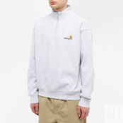 Толстовка Carhartt WIP Half Zip American Script Sweat I027014-482XX | Ash Heather фото 2