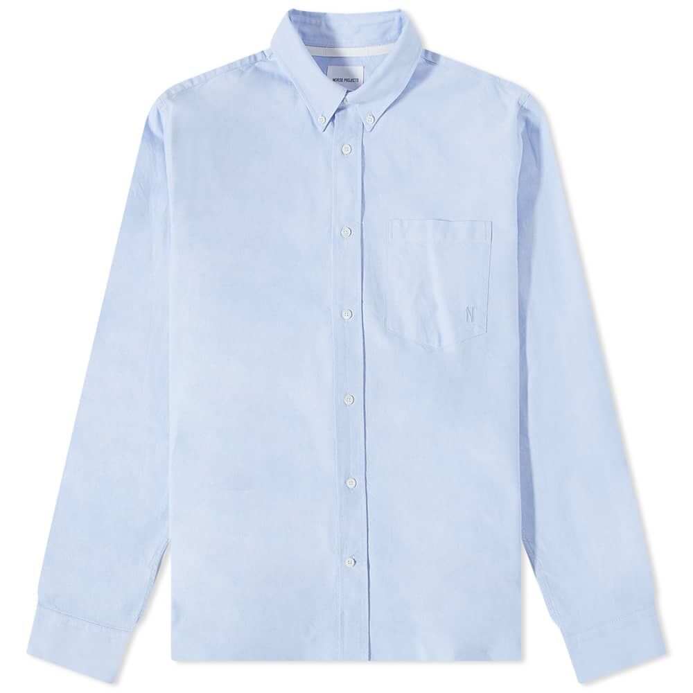 Рубашка Norse Projects Algot Oxford Monogram Button Down Shirt N40-0605-7105 | Pale Blue фото 1