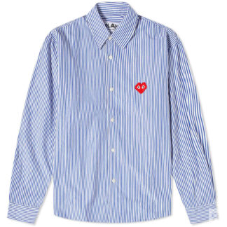 Рубашка Comme des Garçons Play Invader Heart Striped Shirt