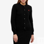 Джемпер Comme de Garcons Play Women's Small Heart Button Front Cardi P1N079-BK | Black фото 2