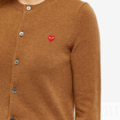 Джемпер Comme de Garcons Play Women's Small Heart Button Front Cardi P1N079-BW | Brown фото 5