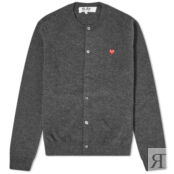 Джемпер Comme de Garcons Play Women's Small Heart Button Front Cardi P1N079-GY | Grey фото 1