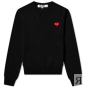 Джемпер Comme des Garçons Play Invader Heart V-Neck Pullover P1N081-BK | Black фото 1