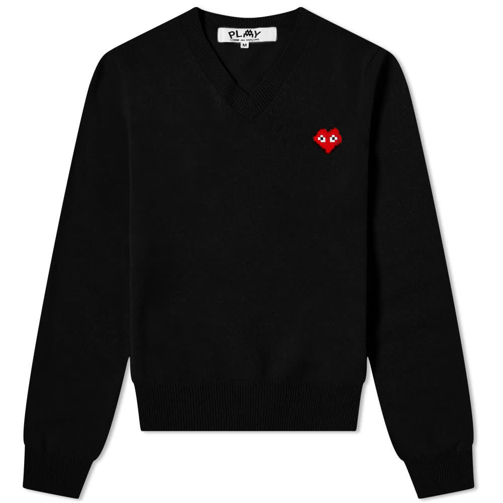 Джемпер Comme des Garçons Play Invader Heart V-Neck Pullover P1N081-BK | Black фото 1