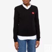 Джемпер Comme des Garçons Play Invader Heart V-Neck Pullover P1N081-BK | Black фото 2