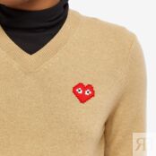 Джемпер Comme des Garçons Play Invader Heart V-Neck Pullover P1N081-CML | Camel фото 4