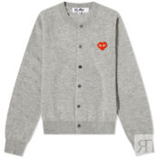 Джемпер Comme des Garçons Play Invader Heart Cardigan P1N083-LGY | Light Grey фото 1