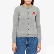 Джемпер Comme des Garçons Play Invader Heart Cardigan P1N083-LGY | Light Grey фото 2