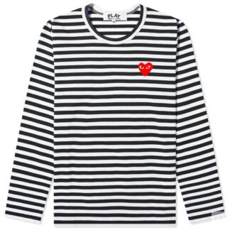 Футболка Comme des Garcons Play Women's Long Sleeve Heart Logo Stripe