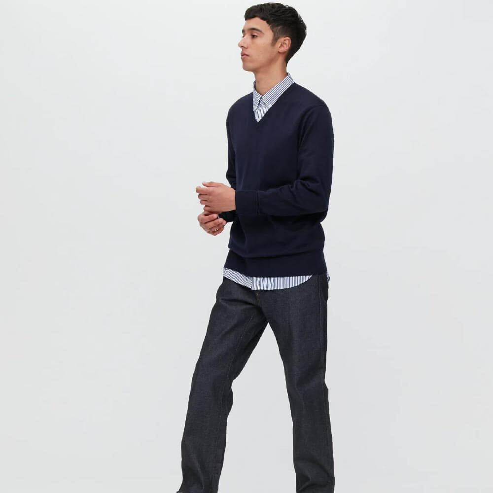 Джемпер Uniqlo Extra Fine Merino, темно-синий 450536 | navy COL69 фото 1